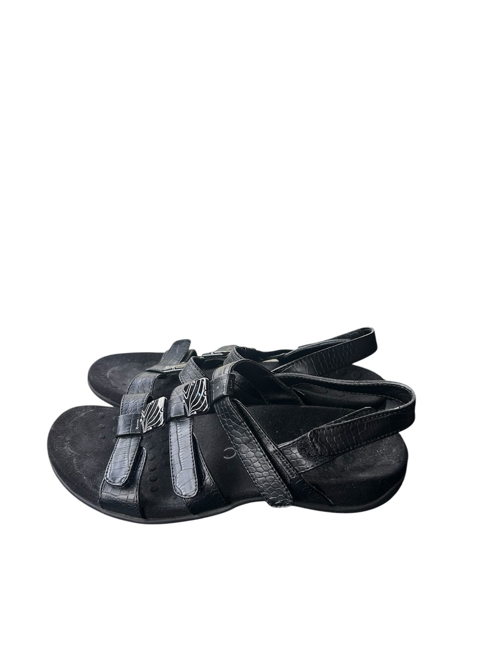Vionic Amber Adjustable Orthotic Sandals Black Croc Embossed Women’s Size 5 - Picture 2 of 9